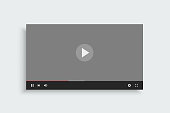 istock Video player template with grey screen mockup 1447163160