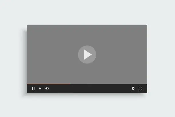 Vector illustration of Video player template with grey screen mockup