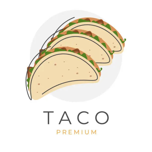 Vector illustration of Taco Simple Line Art Illustration