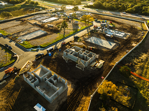 3d Printed homes under construction in North Austin , Texas , USA as a new technology of home building process begins