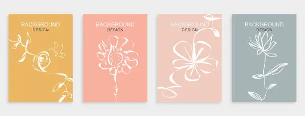 Vector illustration of Vector continuous line drawing sketch foliage card banner abstract creative universal artistic templates background.Set of good for poster, card, invitation, flyer, cover, banner, placard, brochure and other graphic design.