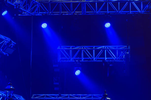 istock Stage lights on a console at a concert against a dark blue background 1447172976