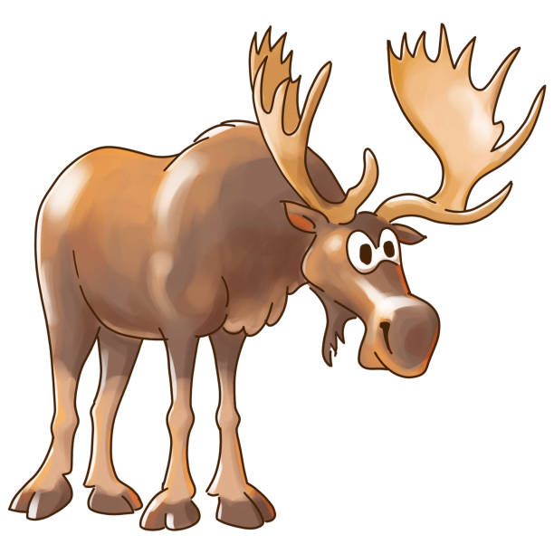 istock moose - color cartoon animal on a white background, with clipping path 1447173734