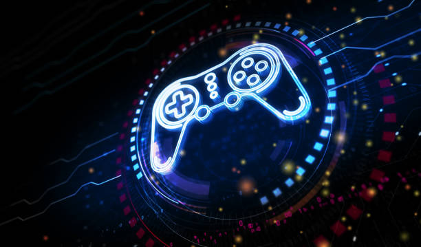 istock Esport retro video game pad symbol digital concept 3d illustration 1447175343