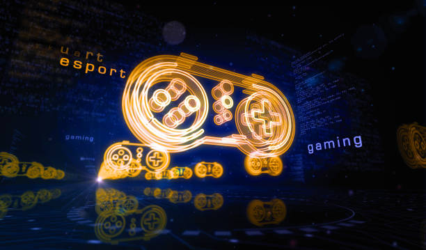 istock Esport retro video game pad symbol digital concept 3d illustration 1447175412