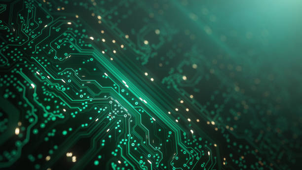 Circuit Board - Green - Computer, Data, Technology, Artificial Intelligence stock photo