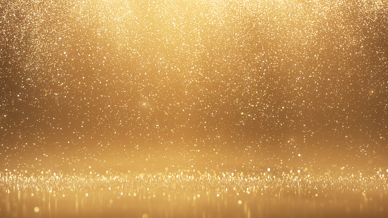 Lluvia de oro brillante - Fondo abstracto - Navidad, Premio, Celebración, Éxito, Brillo photo