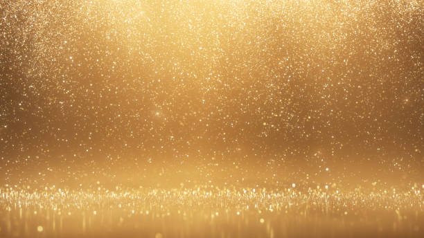 Bright Gold Rain - Abstract Background - Christmas, Award, Celebration, Success, Glitter stock photo