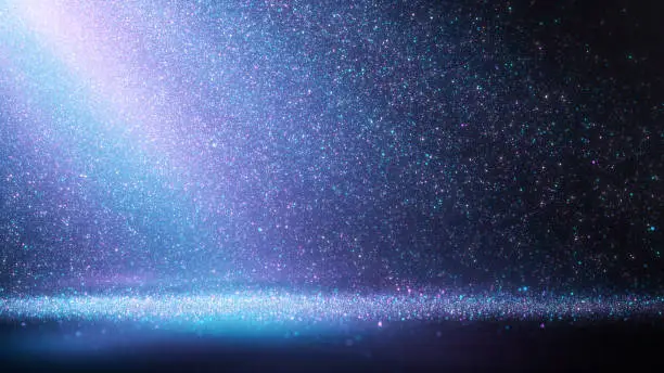 Photo of Purple And Blue Particles Raining Down - Glitter, Celebration - Background Image With Copy Space