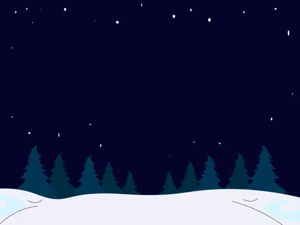 Vector illustration of Snow Hill Evergreen Night