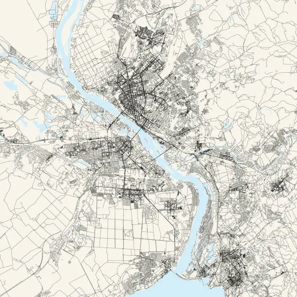 Vector illustration of Novosibirsk, Russia Vector Map