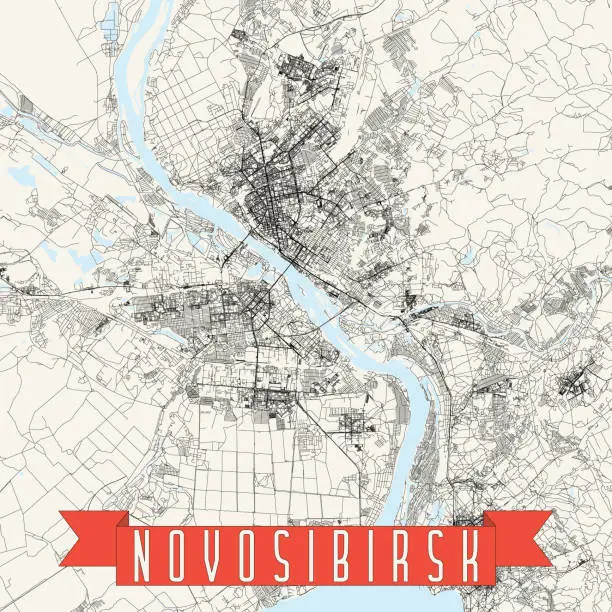 Vector illustration of Novosibirsk, Russia Vector Map