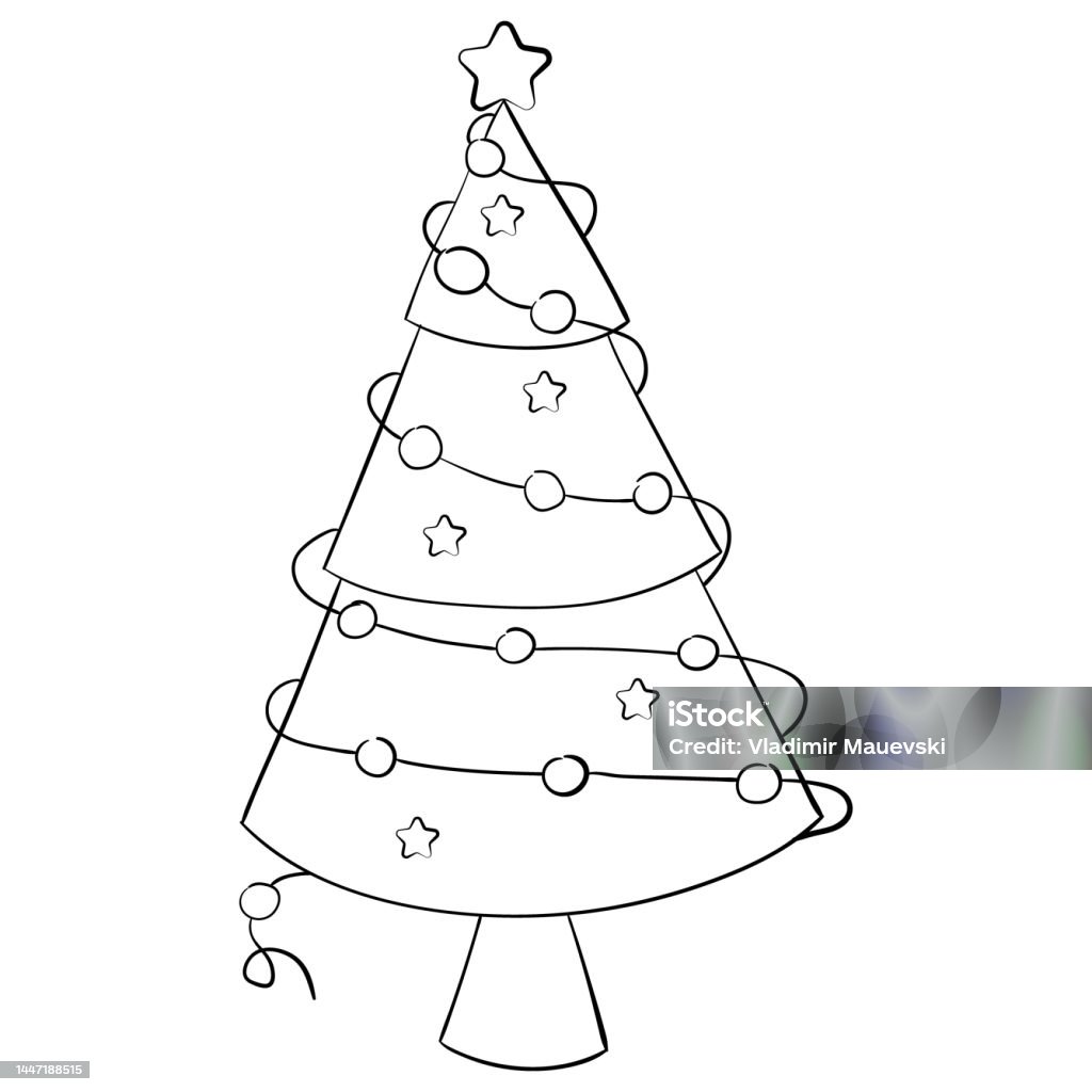 Ilustración de Árbol De Navidad De Dibujos Animados Para Colorear Diseño  Lineal Para Libros Infantiles Para Colorear y más Vectores Libres de  Derechos de Alegre - iStock