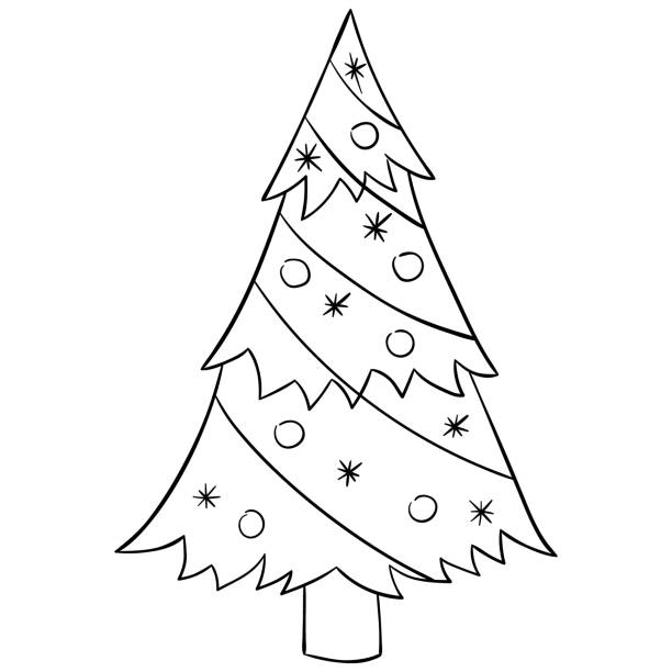 Ilustración de Árbol De Navidad De Dibujos Animados Para Colorear Diseño  Lineal Para Libros Infantiles Para Colorear y más Vectores Libres de  Derechos de Alegre - iStock