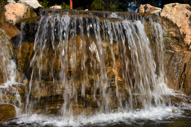 istock water fall falling into a pond below creating a lot of water spray, bubbles and splashes 1447189963