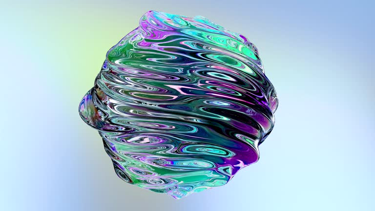 Seamless loop animation of Abstract wavy smooth liquid shape, organic  ball, deformation process, spherical organic round wavy biological form, 3d render