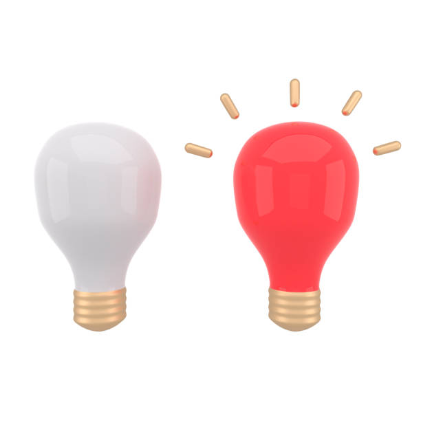istock 3d turning on and off light bulb icon set. Glowing incandescent filament lamps. Creativity Idea, Business Innovation Concept. 1447191837