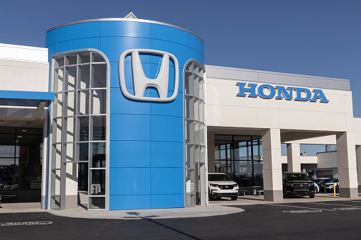 Indianapolis - Circa December 2022: Honda car and SUV dealership. Honda has a stellar reputation for automotive quality.