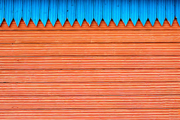 istock Composition with blue and red structure wooden planks 144719718