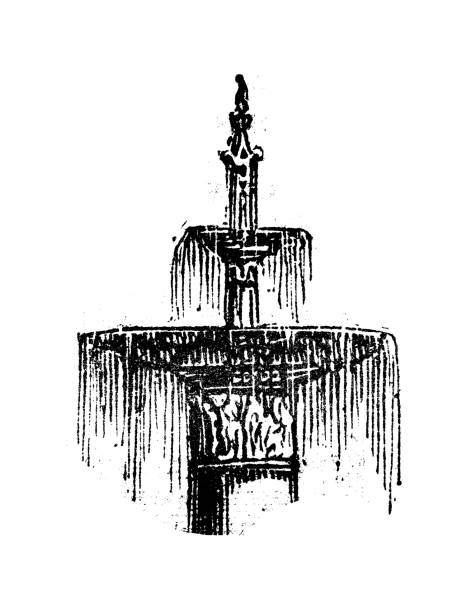 Antique engraving illustration: Fountain