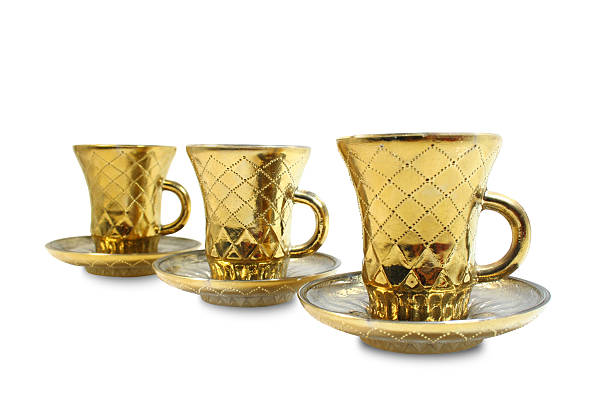 Three gilt cups stock photo