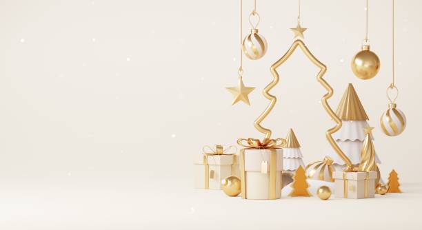 istock Christmas backgrounds with podium stage platform in minimal New year event theme. Merry Christmas scene for product display mock up banner. Empty stand pedestal decor in Xmas winter scene. 3D render. 1447203626