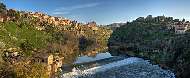 The Tagus River flows through Toledo, Spain stock photo