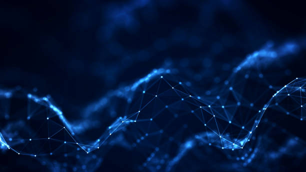 Abstract concepts of cybersecurity technology and digital data protection. Protect internet network connection with polygons dots and lines with dark blue background. stock photo