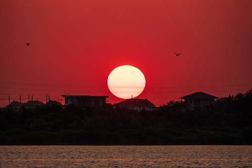 Sunset over adriatic sea in Montenegro