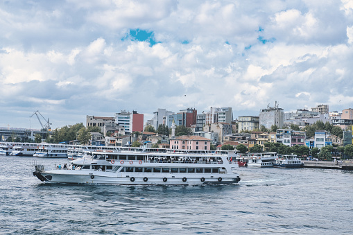 Passenger ferries on the Bosphorus in Istanbul