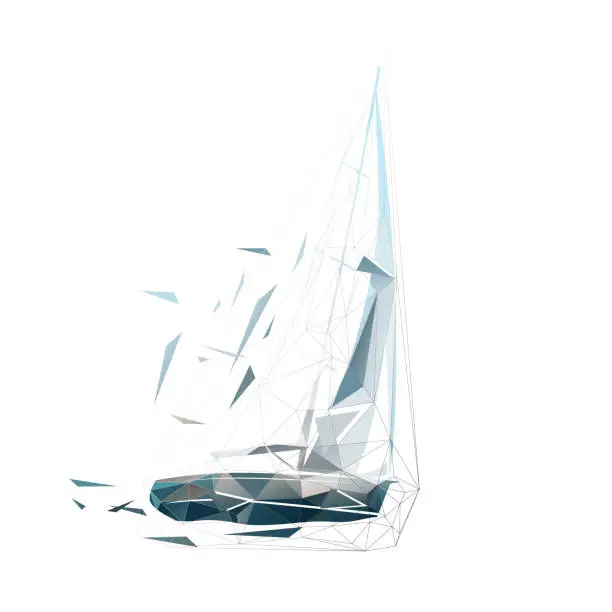 Vector illustration of Sailing. Yacht, low polygonal vector illustration