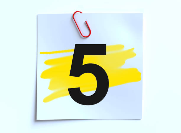 Number Five on paper stock photo