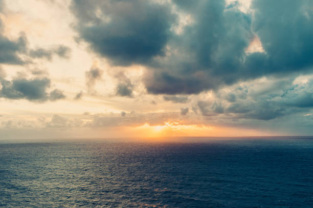 Aerial view dramatic sunset and sunrise sky nature background