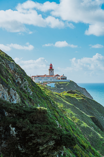 Lighthouse at Cabo da Roca most western Europe in Sintra, Lisbon, Portugal