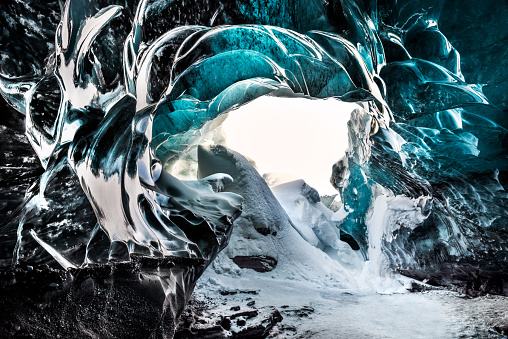 Ice Cave. Magnificent Glacier Formation. Gorgeous Beauty of Icelandic Nature. Skaftafell. Vatnajokull. Iceland