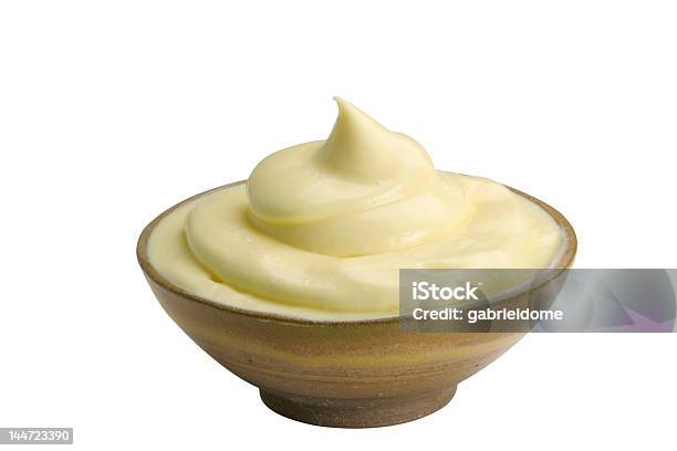 Mayonnaise On Bowl Stock Photo - Download Image Now - Bowl, Brown, Ceramics