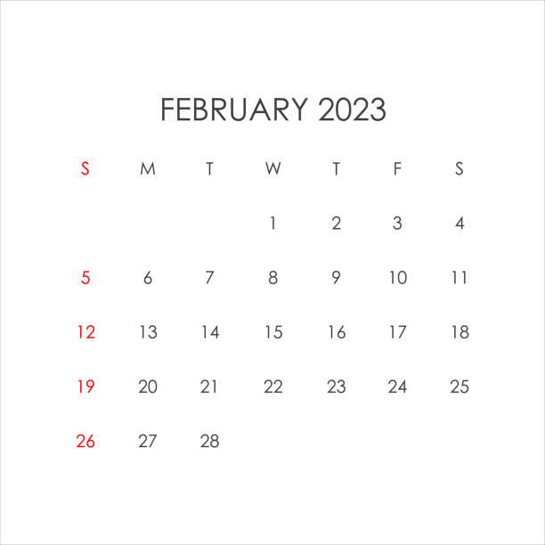 februar 2023 kalender im minimalistischen stil. vektor eps10 - calendar february desk computer stock-grafiken, -clipart, -cartoons und -symbole