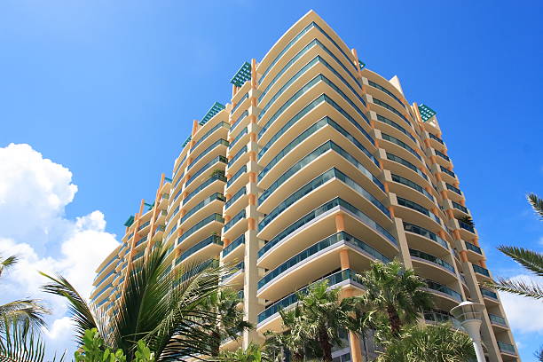 Tropical apartment building over looking the ocean
