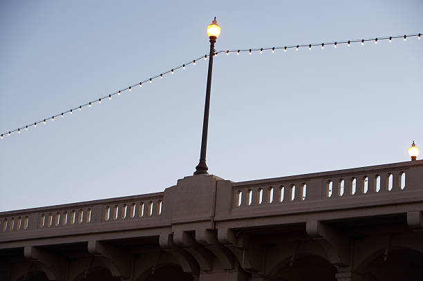 Streetlight on Bridge stock photo