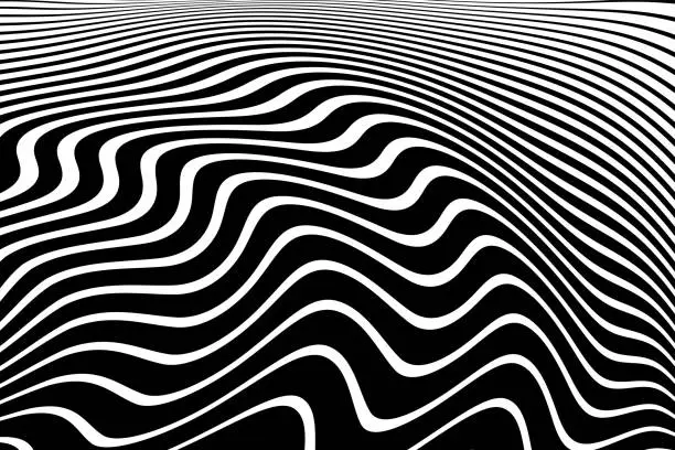 Vector illustration of Black and White Wavy Lines Pattern. Abstract Textured Background.