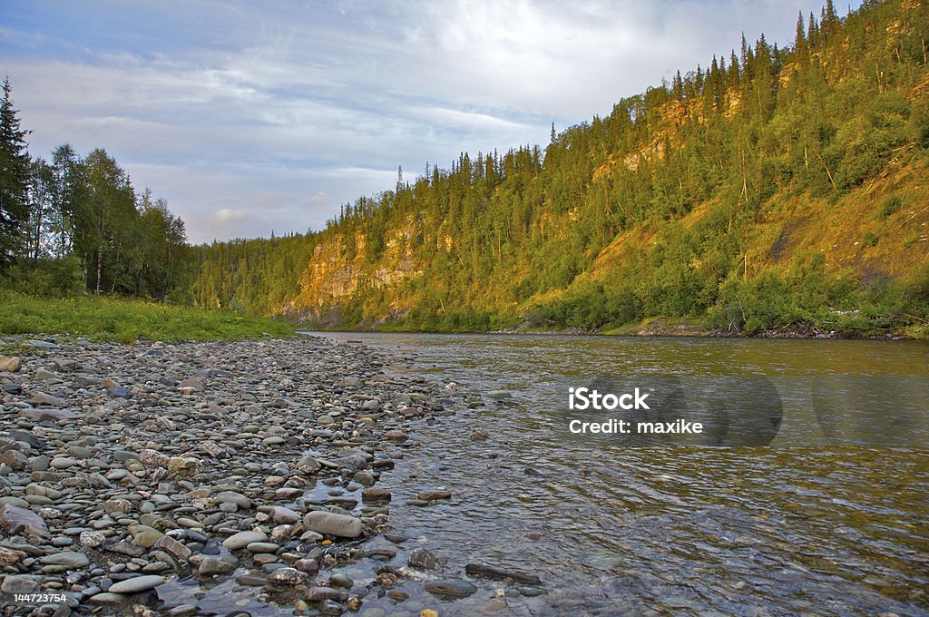 river highlander river on sunset light Activity Stock Photo