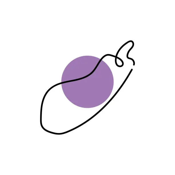 Vector illustration of abstract shaped eggplant . single line eggplant icon