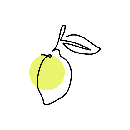 abstract shaped lemon . single line lemon icon