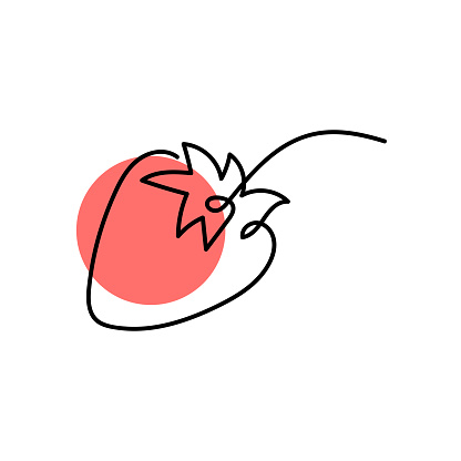 abstract shaped strawberry . single line strawberry icon