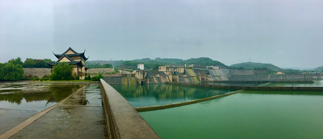 Panoramic view of Xiaolangdi Dam in Henan