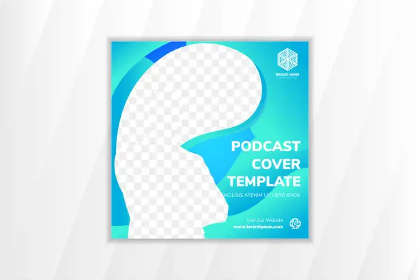 Vector illustration of social media post templates for podcast cover template banner design