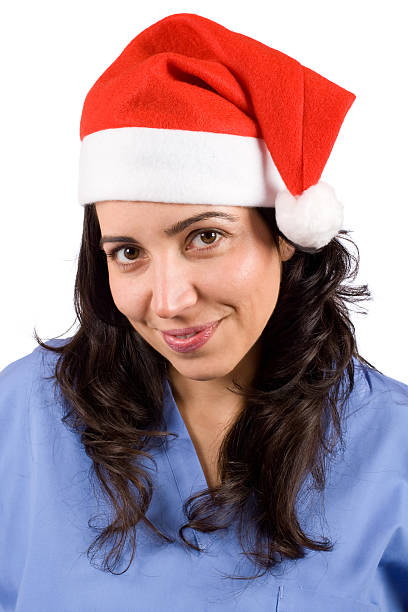 istock Female doctor with christmas hat 144724010