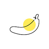 istock abstract shaped  banana. single line banana icon 1447240333