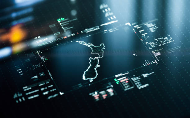 istock Digital Map of New Zealand 1447243863
