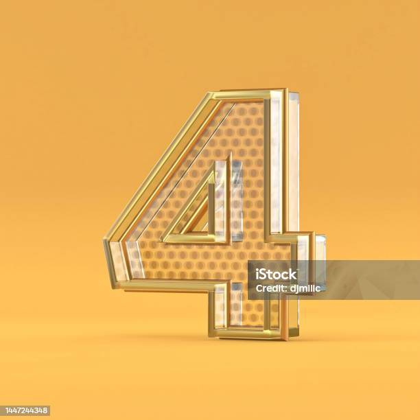 Gold Wire And Glass Font Number 4 Four 3d Stock Photo Download Image Gold Wire And Glass Font Number 4 Four 3d Stock Photo Download Image